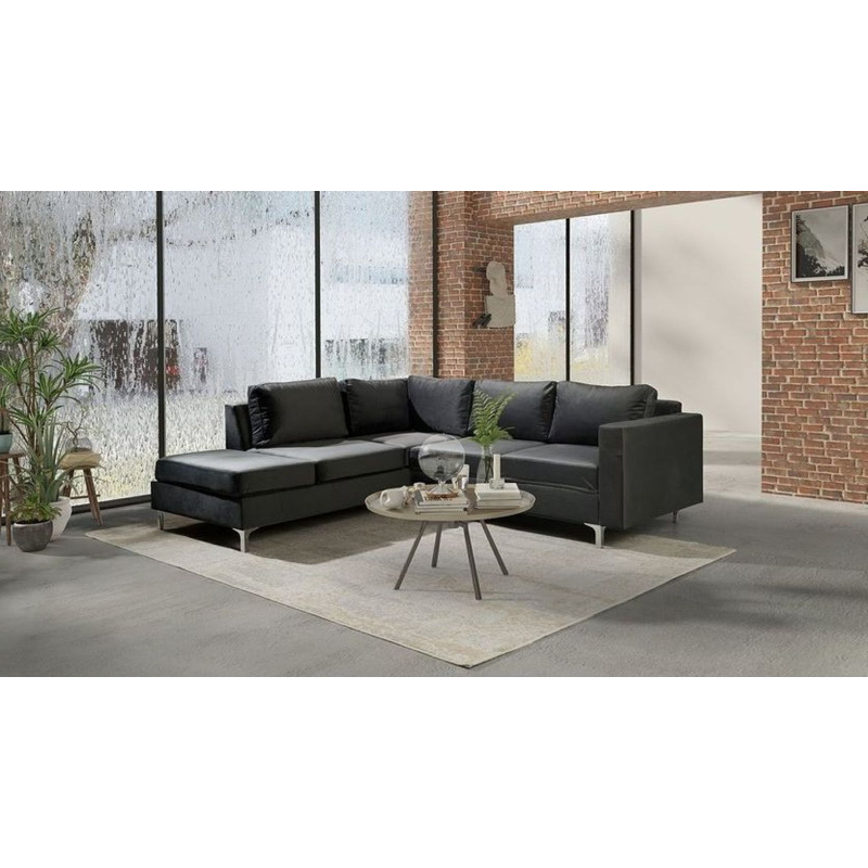 Rohová sedačka ORLIN - tmavě šedá / kovové nohy