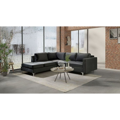 Rohová sedačka ORLIN - tmavě šedá / kovové nohy
