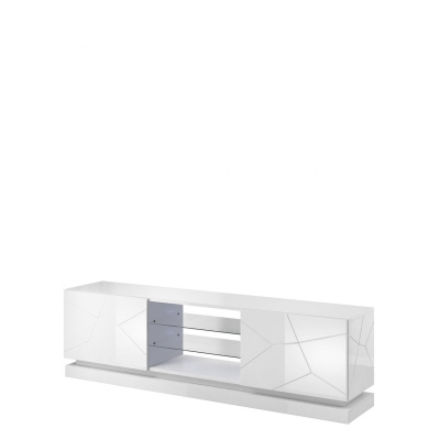 TV stolek s LED osvětlením ANDRE - lesklý bílý