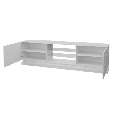TV stolek s LED osvětlením ANDRE - lesklý bílý