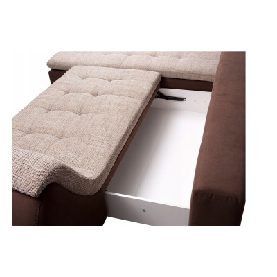 Rozkládací sedačka ELEMERA - bílá / béžová, levý roh