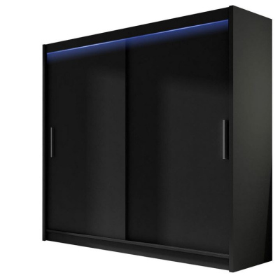 Šatní skříň 180 cm s posuvnými dveřmi a LED osvětlením FLORENCIO 1 - černá
