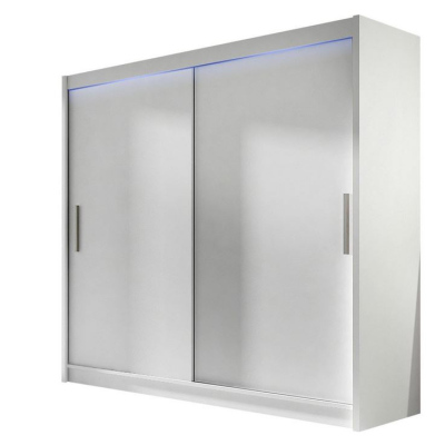 Šatní skříň 180 cm s posuvnými dveřmi a LED osvětlením FLORENCIO 1 - bílá