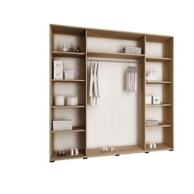 Šatní skříň 200 cm s posuvnými dveřmi a zrcadlem ELVIRA - bílá