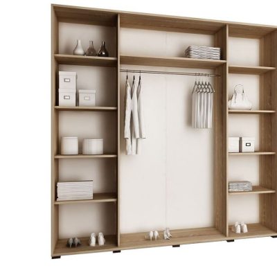 Šatní skříň 200 cm se zrcadlem a LED osvětlením ELVIRA - bílá