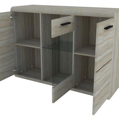 Prosklená komoda CLAUDIO 120 - dub sonoma