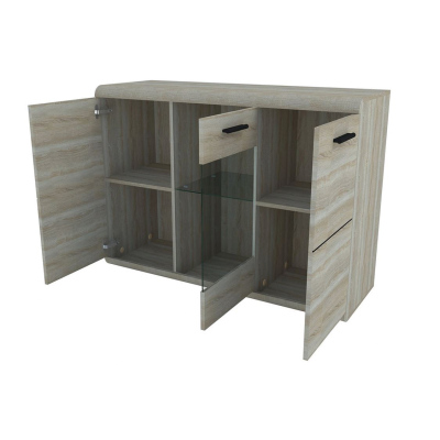 Prosklená komoda CLAUDIO 120 - dub sonoma