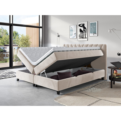 Boxspringová postel 140x200 CAITLYN - šedá + topper ZDARMA