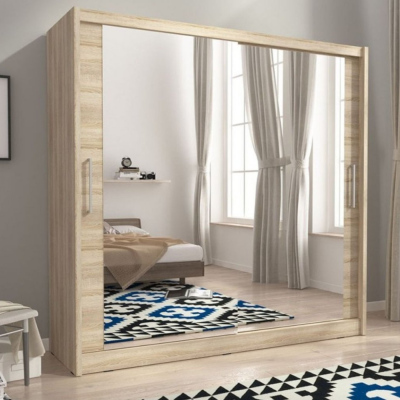 Šatní skříň se zrcadlem 180 cm MARVAN 6 - dub sonoma