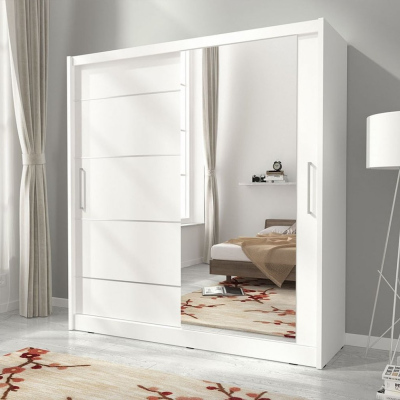Skříň s posuvnými dveřmi a zrcadlem 180 cm MARVAN - bílá
