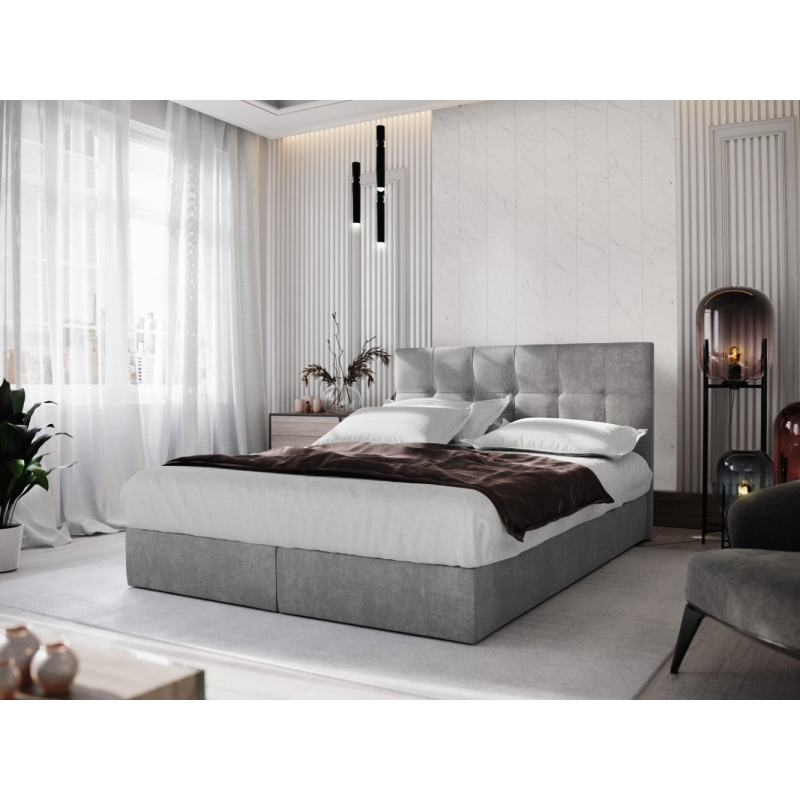Čalouněná boxspringová postel 180x200 PURAM - světle šedá
