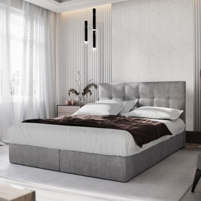 Čalouněná boxspringová postel 140x200 PURAM - světle šedá