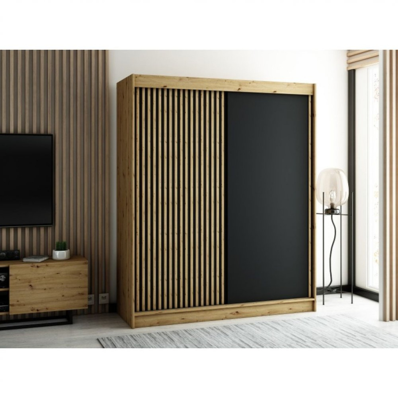 Praktická šatní skříň LENOX 180 - dub artisan / černá