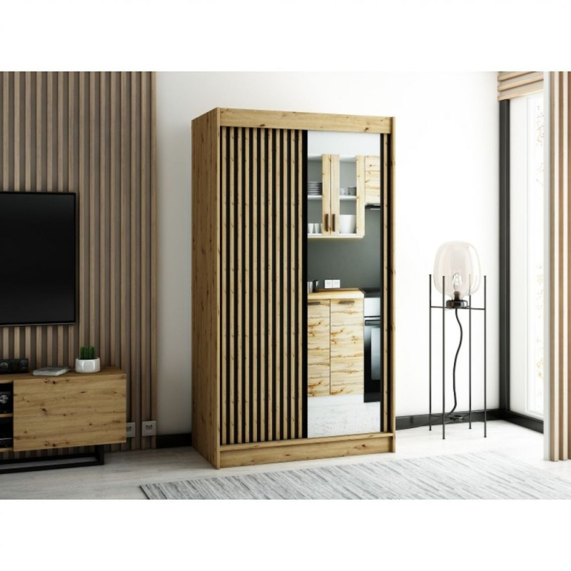 Praktická šatní skříň LENOX 2 120 - dub artisan / černá