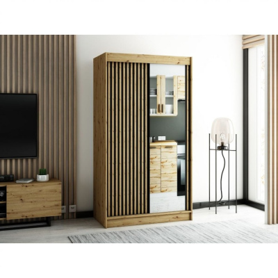 Praktická šatní skříň LENOX 2 120 - dub artisan / černá