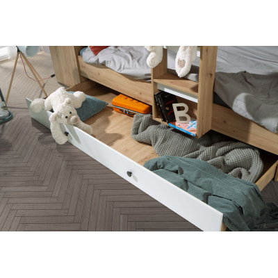 Multifunkční postel SIDONIE 2 - dub artisan / bílý mat