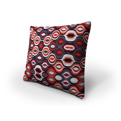 Dekorativní vzorovaný polštář ZANE - šedý / červený / bílý