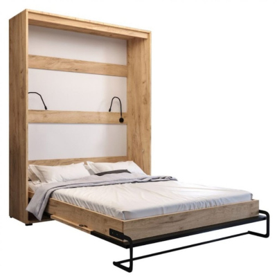 Vertikální výklopná postel CATHELIJN 160 - dub craft zlatý / černý mat