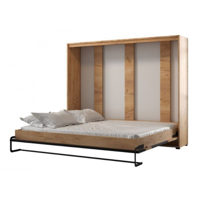 Horizontální výklopná postel CATHELIJN 160 - dub craft zlatý / černý mat