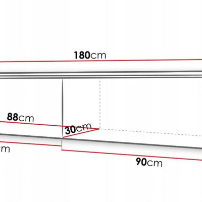 Televizní skříňka s LED osvětlením 180 cm WILLA D - matera / lesklá bílá