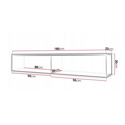 Televizní skříňka s LED osvětlením 180 cm WILLA D - matera / lesklá bílá