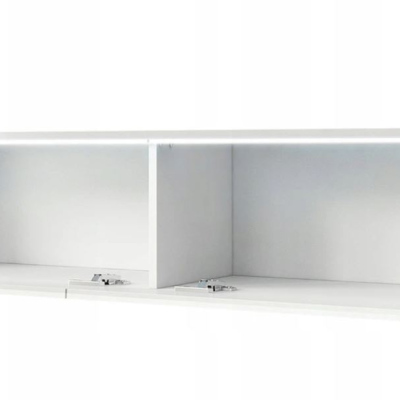 Televizní skříňka s LED osvětlením 140 cm WILLA D - dub wotan / lesklá bílá