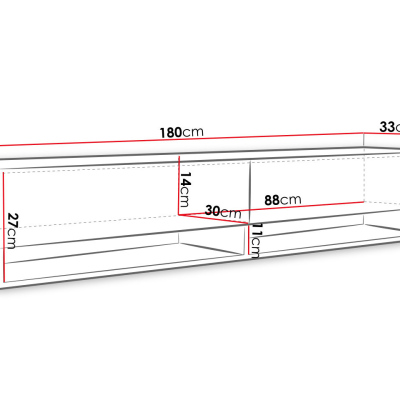 Televizní stolek s LED RGB osvětlením 180 cm WILLA A - bílý