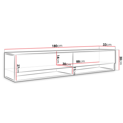 Televizní stolek 180 cm WILLA A - hnědý
