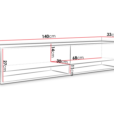 Televizní stolek s LED RGB osvětlením 140 cm WILLA A - dub wotan