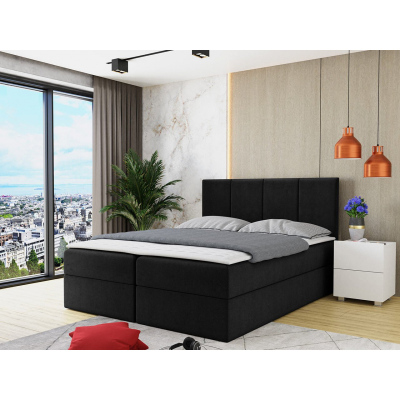 Kontinentální manželská postel 160x200 CARMELA - černá + topper ZDARMA