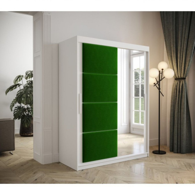 Šatní skříň s posuvnými dveřmi 150 cm TALIA - bílá / zelená