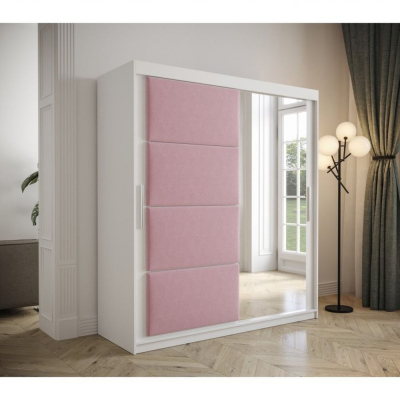 Šatní skříň s posuvnými dveřmi 180 cm TALIA - bílá / růžová