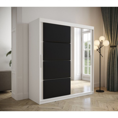 Šatní skříň s posuvnými dveřmi 180 cm TALIA - bílá / černá