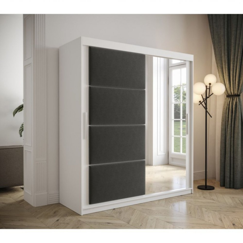 Šatní skříň s posuvnými dveřmi 180 cm TALIA - bílá / šedá