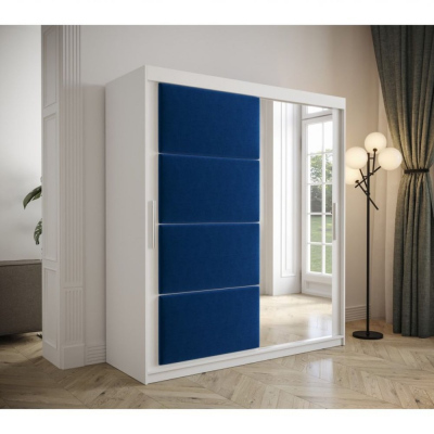 Šatní skříň s posuvnými dveřmi 180 cm TALIA - bílá / modrá