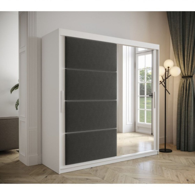 Šatní skříň s posuvnými dveřmi 200 cm TALIA - bílá / šedá
