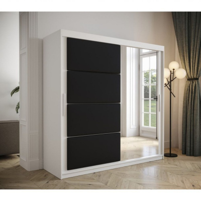 Šatní skříň s posuvnými dveřmi 200 cm TALIA - bílá / černá