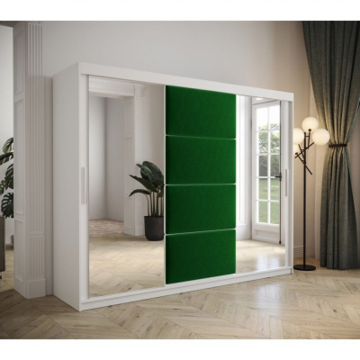 Šatní skříň s posuvnými dveřmi 250 cm TALIA - bílá / zelená