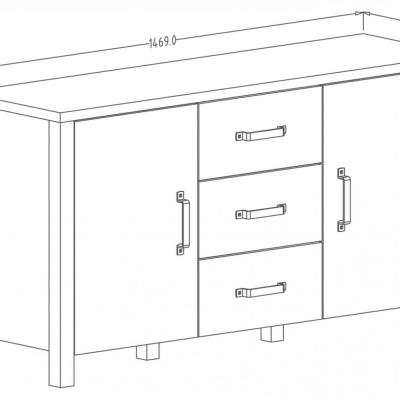 Kombinovaná komoda OKAL - appenzeller / černá