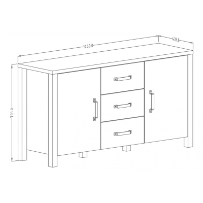 Kombinovaná komoda OKAL - appenzeller / černá