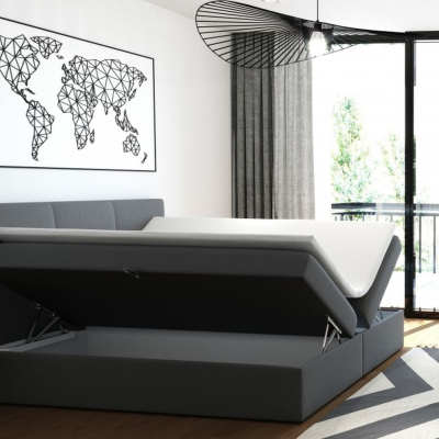 Čalouněná manželská postel s úložným prostorem 140x200 BASTIEN - šedá