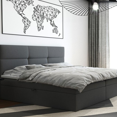 Čalouněná manželská postel s úložným prostorem 160x200 BASTIEN - šedá