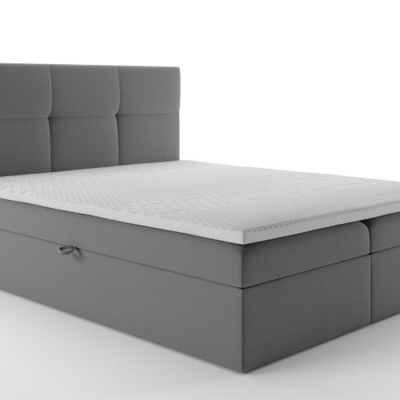 Čalouněná manželská postel s úložným prostorem 200x200 BASTIEN - šedá