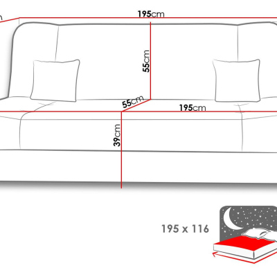 Rozkládací pohovka s úložným prostorem IRINA - šedá / béžová