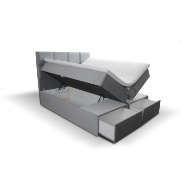 Čalouněná postel s úložným prostorem a šuplíky 140x200 GARIK - starorůžová
