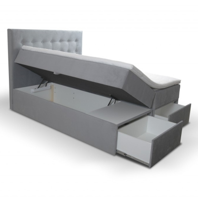 Čalouněná postel s úložným prostorem a šuplíky 160x200 GARIK - světle zelená
