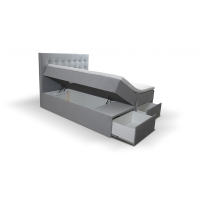 Čalouněná postel s úložným prostorem a šuplíky 200x200 GARIK - starorůžová