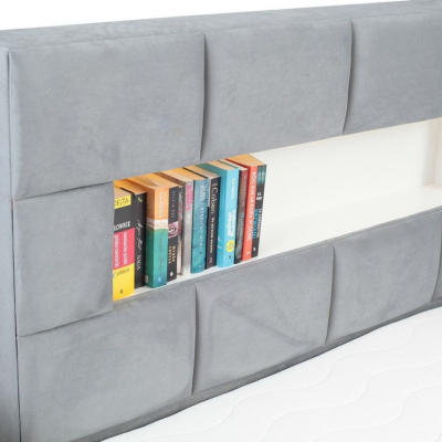 Čalouněná postel s úložným prostorem a šuplíky 140x200 CHARLIE - modrá