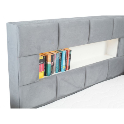 Čalouněná postel s úložným prostorem a šuplíky 140x200 CHARLIE - modrá