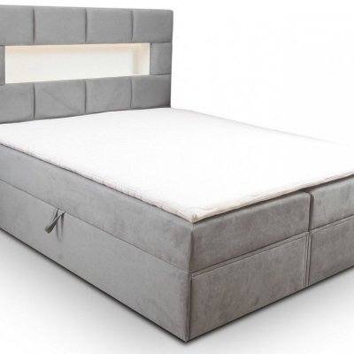 Čalouněná postel s úložným prostorem a šuplíky 200x200 CHARLIE - šedá